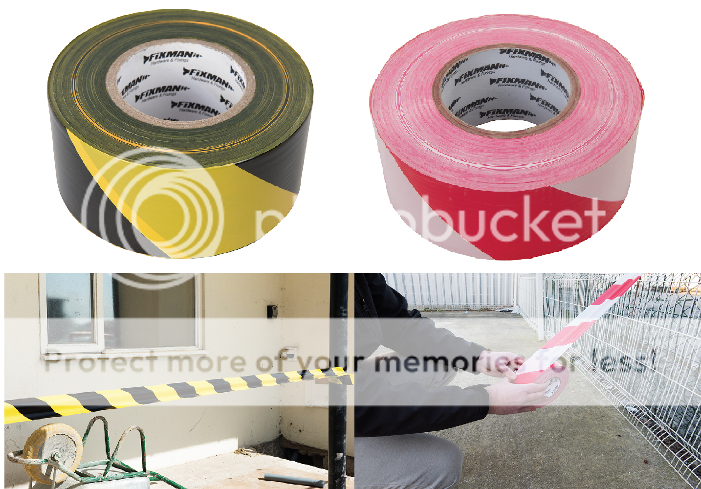 70mm x 500Mtr Barrier Safety Hazard Tape Red & White or Black & Yellow